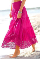 Růžová plážová sukně s krajkou