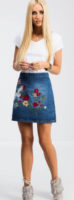 Džínová sukně s květinovou výšivkou