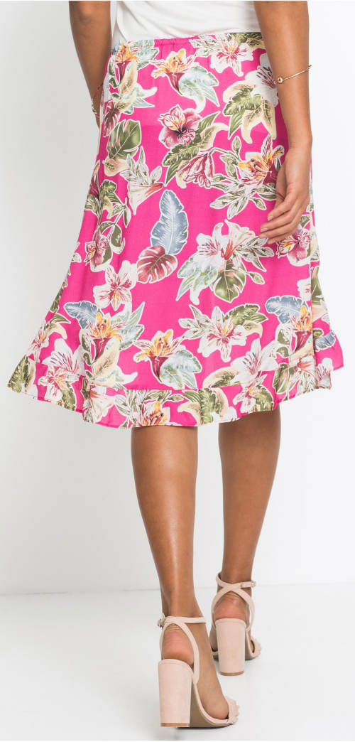 Růžová letní sukně ke kolenům