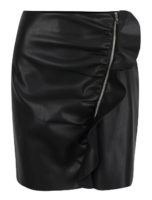 Černá koženková sukně s volánem
