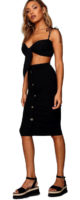 Černá riflová midi sukně s knoflíky