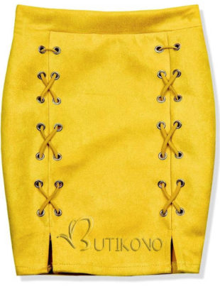 Žlutá semišová sukně s ozdobnou šněrovačkou