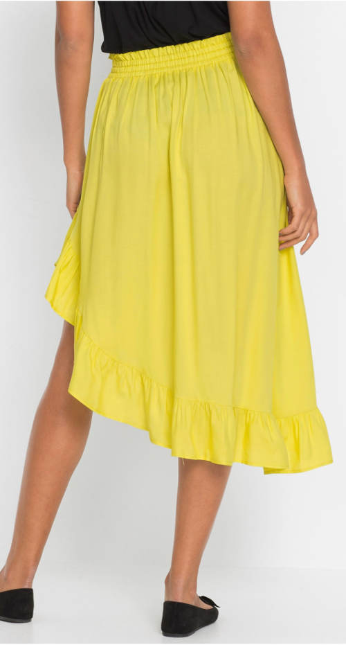 Žlutá dámská sukně s volánkem