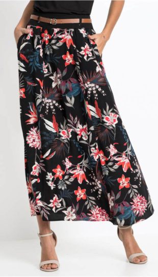 Dlouhá letní květinová sukně s kapsami