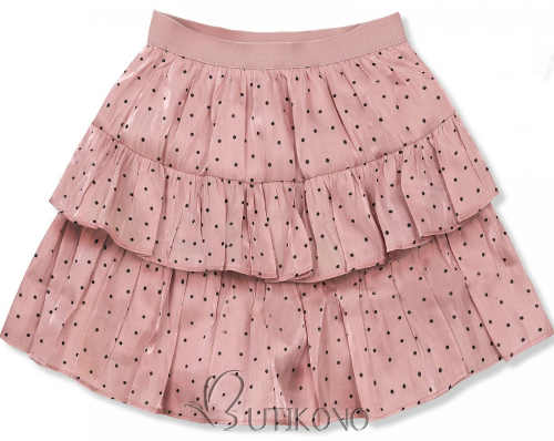 Krátká růžová tečkovaná vrstvená sukně