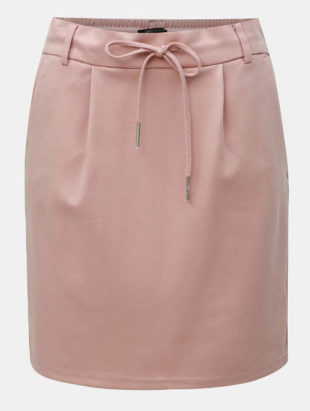Světle růžová krátká rovná sukně bez vzoru