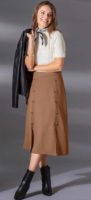 Kaštanová midi sukně s knoflíky