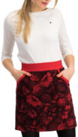 Červená tepláková sukně s květinovým potiskem