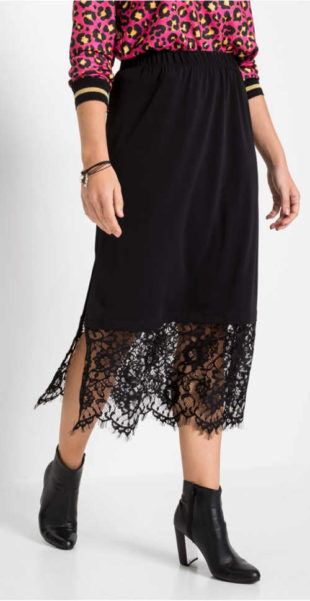 Dlouhá černá sukně s krajkovým spodním dílem