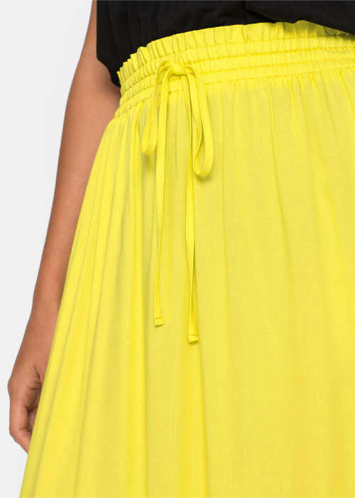 Žlutá dámská sukně se stahovací šňůrkou v pase