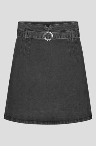 Dámská stylová mini sukně z šedého denimu s páskem