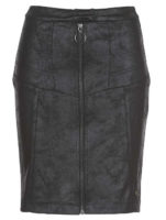 Černá kožená sukně s předním zipem po celé délce
