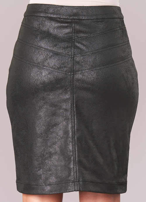 Dámská trendy sukně černá umělá kůže