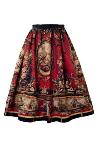 Áčková dámská sukně v midi délce v originálním vzoru