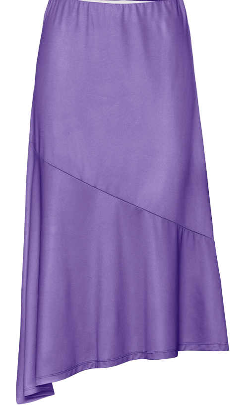 Dámská sukně v asymetrickém střihu v módní barvě