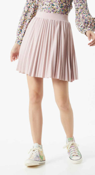 Krátká plisovaná sukně do pružného pasu růžová