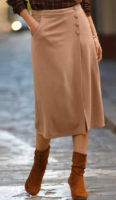 Dámská pouzdrová sukně karamelové barvy v midi délce