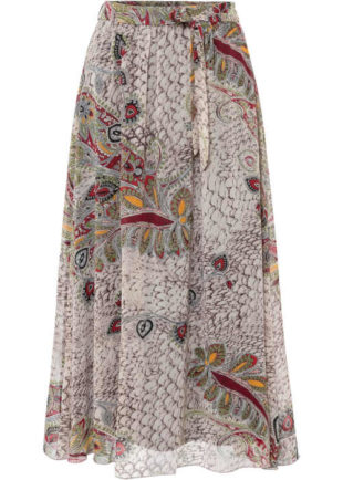 Skládaná dlouhá dámská sukně v pestrobarevném provedení