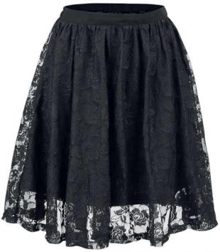 Dámská luxusní černá sukně s jemnou květinovou krajkou