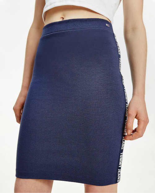 Sukně Tommy Jeans v modrém provedení do pružného pasu