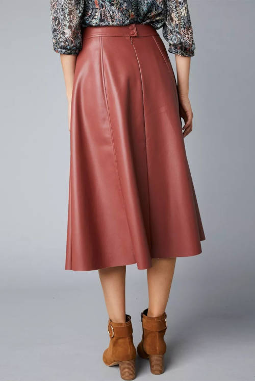 rozšířená jednobarevná koženková sukně