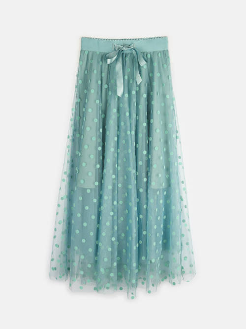 tylová sukně s puntíkatým vzorem