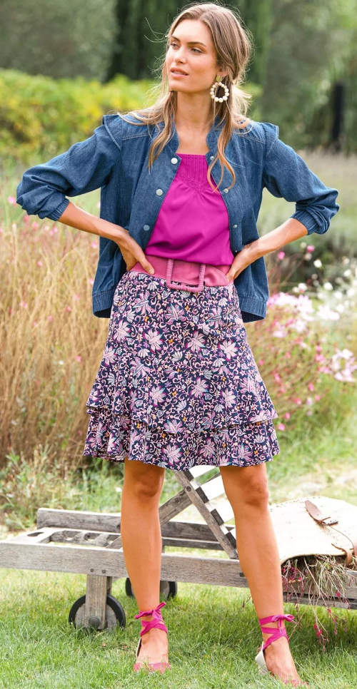 Krátká letní sukně s květinovým vzorem