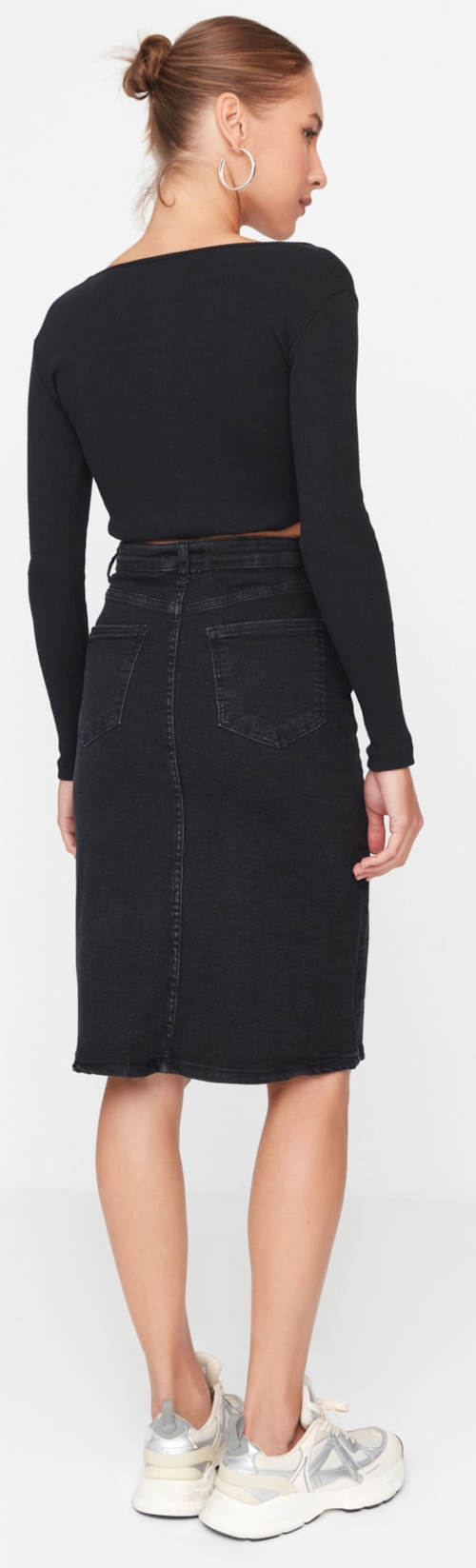 Černá midi džínová sukně
