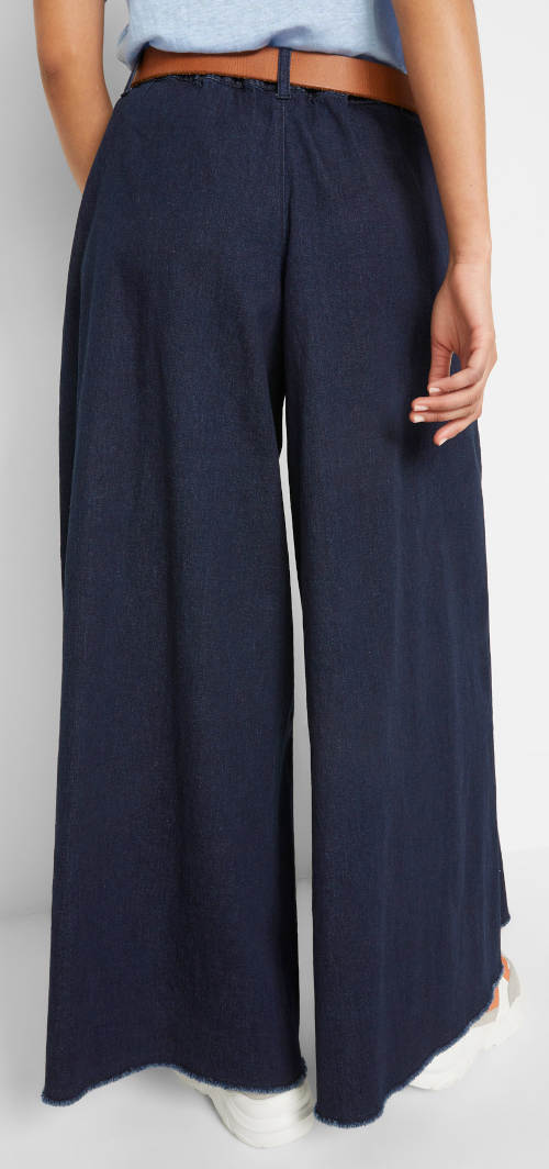 Tmavě modrá džínová kalhotová sukně ve velikostech pro plnoštíhlé
