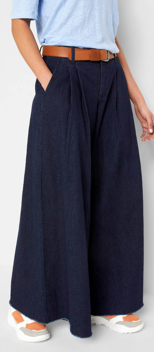Tmavě modrá džínová kalhotová sukně ve velikostech pro plnoštíhlé