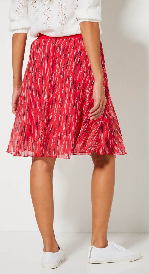 Červená dámská letní etno sukně s délkou ke kolenům