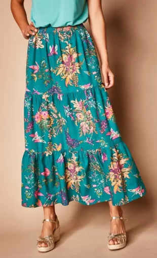 Květovaná dámská letní maxi sukně i ve velikostech pro plnoštíhlé