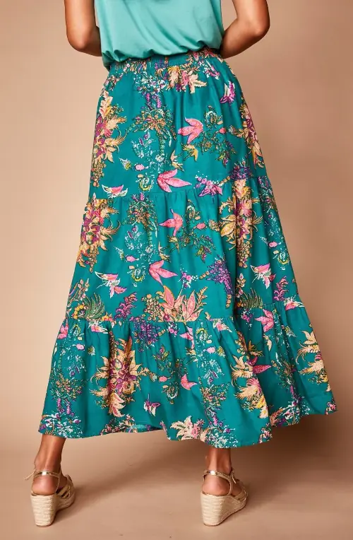 Letní áčková maxi sukně s potiskem květin